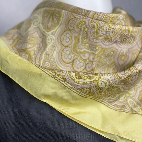 VTG Liberty Of London Silk Scarf Yellow Paisley - Picture 6 of 7